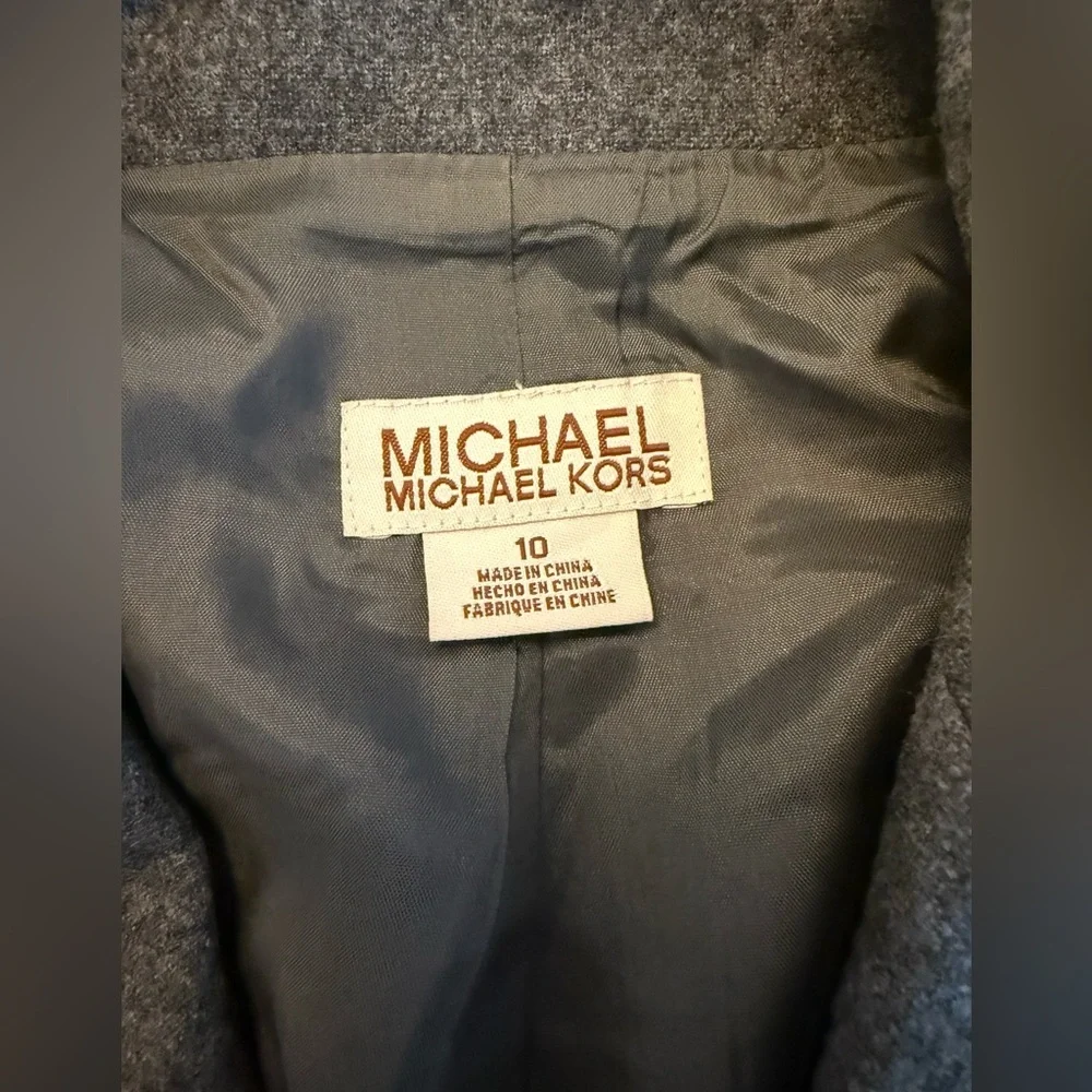 Michael Kors Womens Gray Wool Blend Military Cropped Blazer 10 - Picture 3 of 9